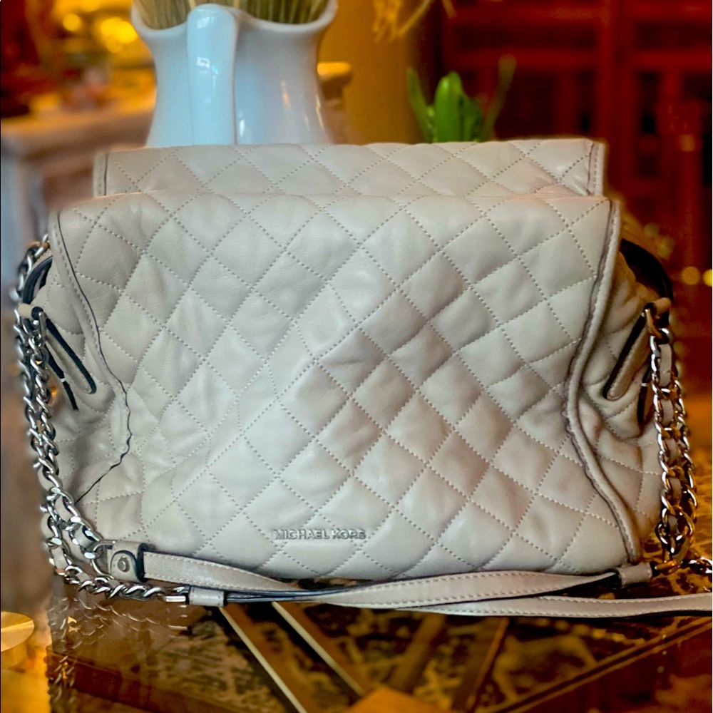 Michael Kors Rachel Satchel Bag in quilted grey leather